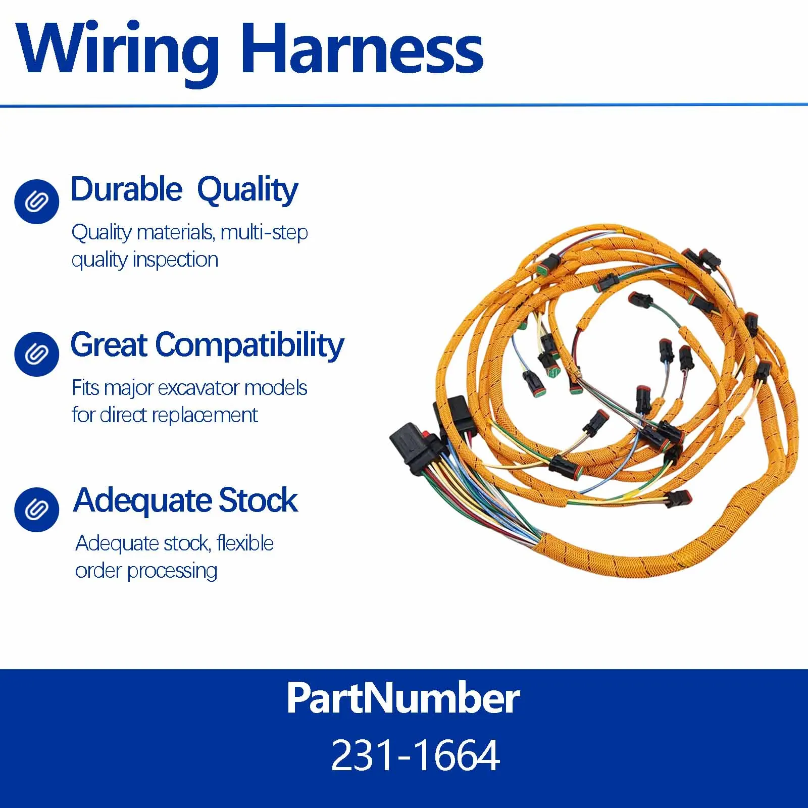 Wiring Harness 231-1664 For Caterpillar CAT 365CL 365CL MH 365C 365CL Excavator