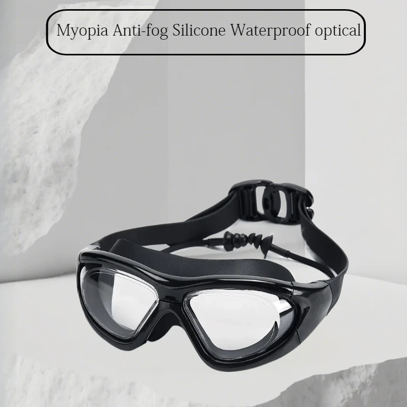 

Men Women Professional Diopter Swimming Goggles Myopia Anti Fog Silicone Waterproof Optical Glasses with Earplug Swim Eyewear