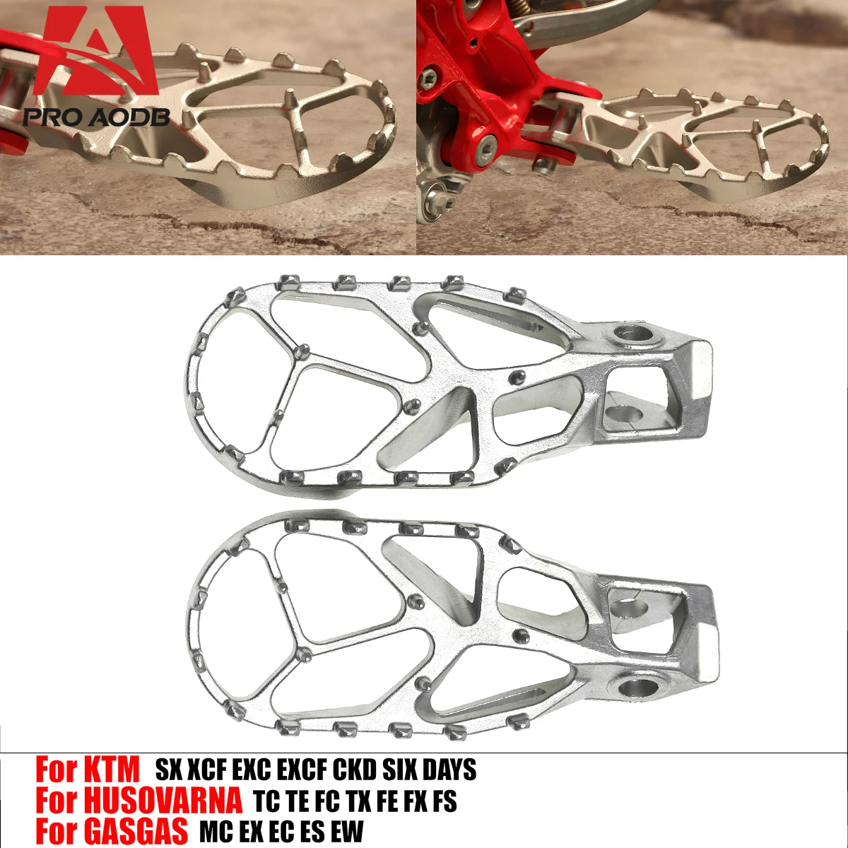 

For KTM Motorcycle SX XCF EXC EXCF Six Days 125 150 250 300 350 450 500 2024 Sturdy Durable With Stainless Steel Pedals