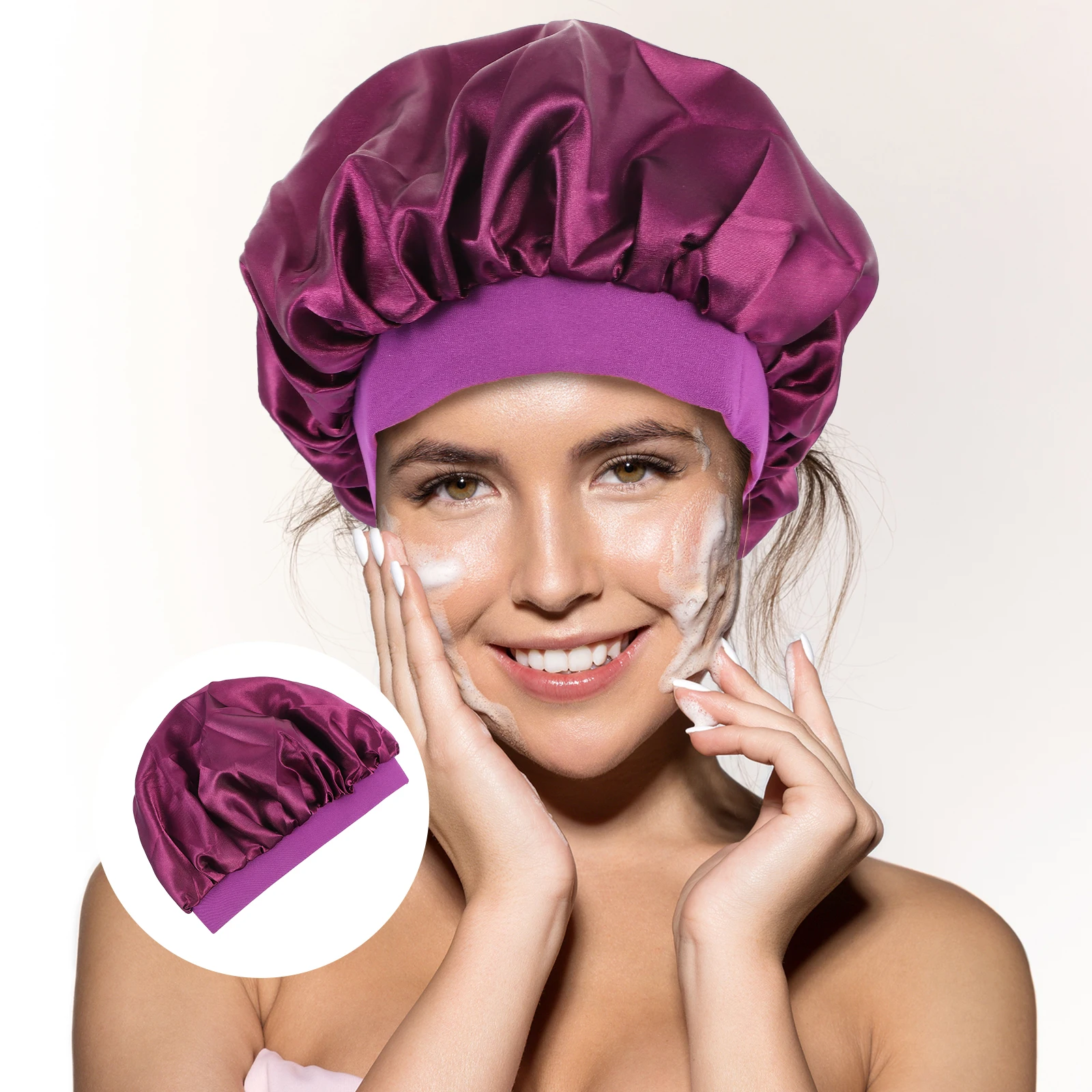 

2Pcs Elastic Sleeping Cap Wide Side Silk Bonnets Women Sleep Hat Soft Satin Suitable Hairstyles Hair Accessory