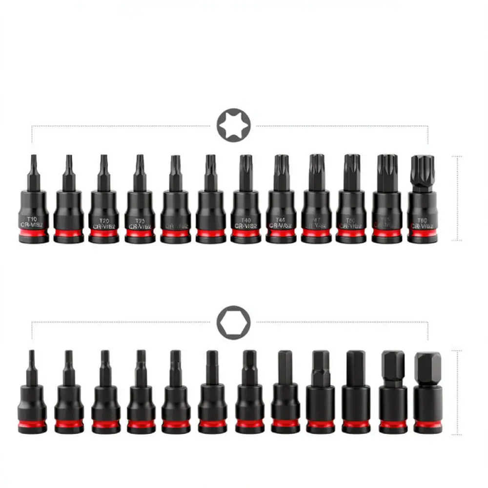 Metric Hex Bit Socket Set Star Torx Driver Adapter 3 8 Inch Drive For Mechanic Repair Workshop Maintenance Hand Tool Kit