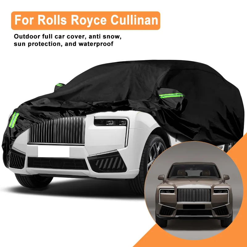 Full Car Cover For Rolls Royce Cullinan All Weather Outdoor Snow Sun UV Dustproof with Reflective Strips Wind Straps