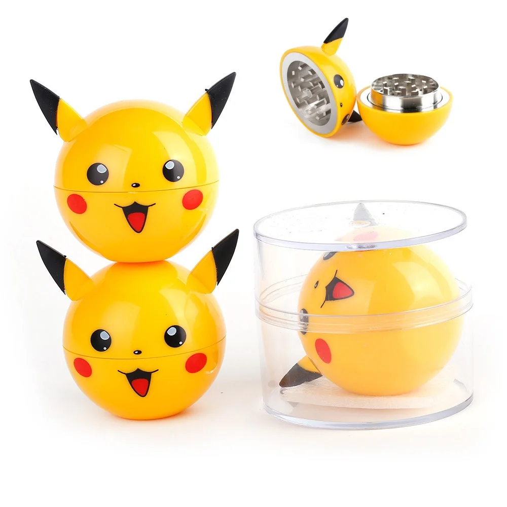 New Creative Pikachu Smoke mill 2 layer spherical tobacco leaf mill Spirit ball 55mm zinc alloy smoke mill