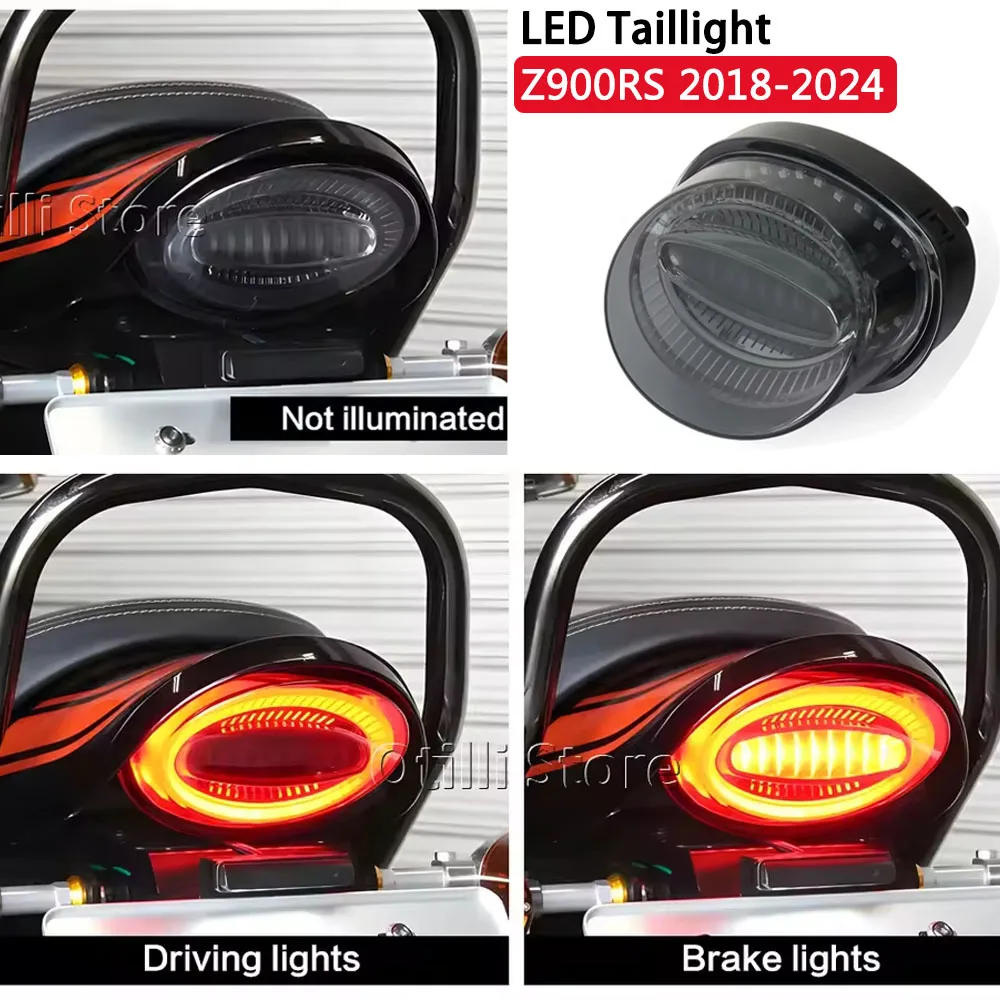 

Motorcycle LED Rear Stop Brake Taillight Smoke Gray Red Plug And Play Accessories For Kawasaki Z900RS Z900 RS z900rs 2018 - 2024