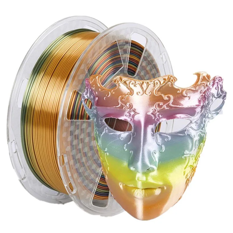 Silk Rainbow PLA 3D Printer Filament 1.75mm 1KG Shiny Multicolor Gradient Consumable for FDM 3D Printing