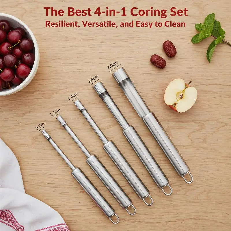 4pcs Fruit Core Remover Cutter Kitchen Gadgets Stainles Steel Home Tool Apples Red Dates Cherry Corers Fruit Core Remove Tool