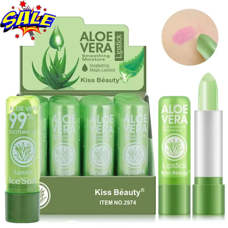 12pc/SET 3.5g Color Changing Tinted Lip Balm Lipstick Aloe Vera Lipstick Moisturizing Long Lasting Lipsticks lip balm wholesale