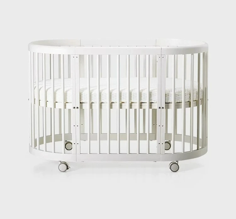 Movable Baby Small Round Bed 0-6 Years Old Newborn Bed Cradle Customizable Crib Solid Wood Splicing Large Bed Multifunctional