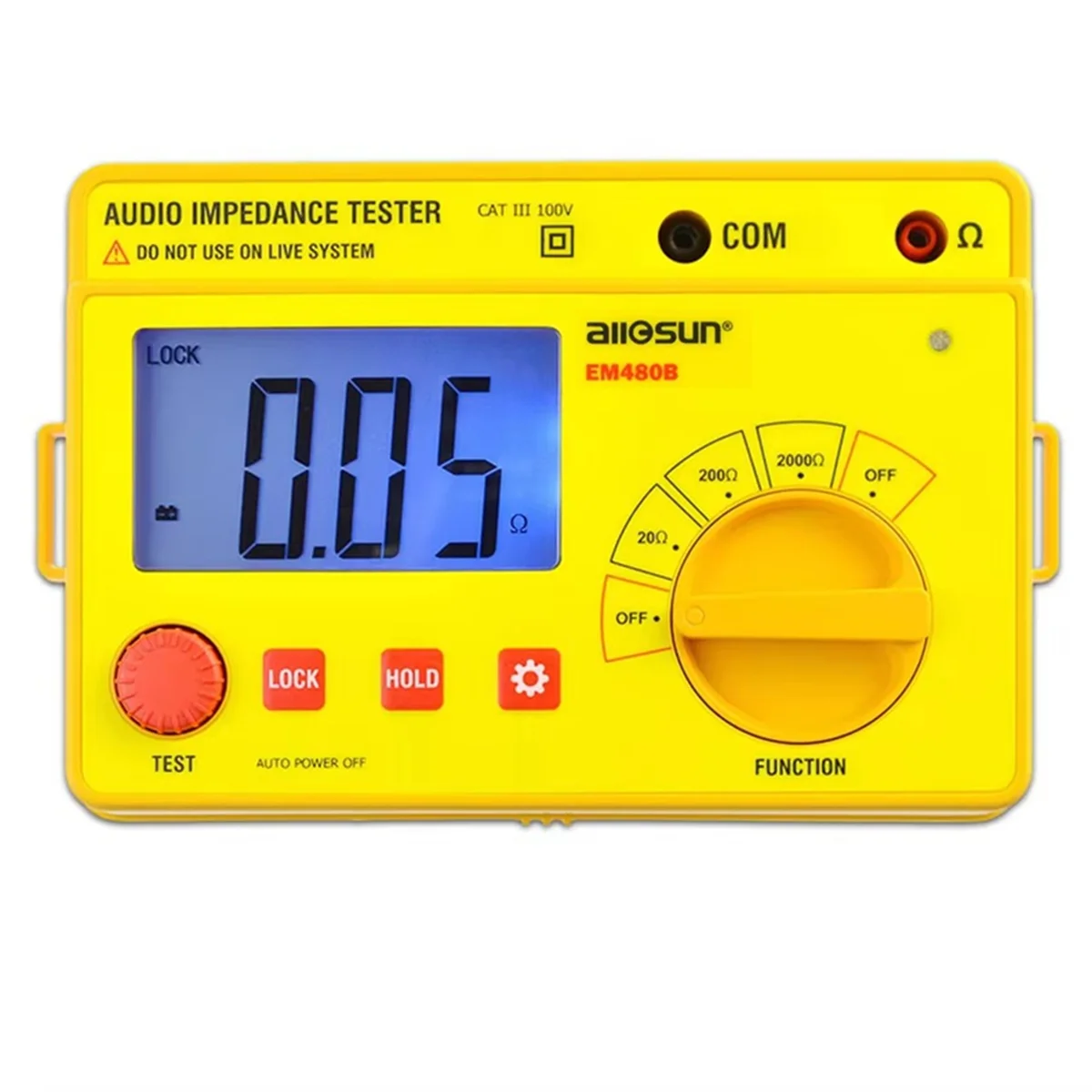 EM480B Audio Impedance Tester Portable CATIII Test Ranges 20/200/2000 Resistance Meter 1KHz Timer Function Data Hold