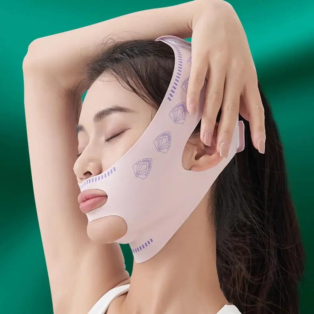 2-teiliges Lymph-Gesichtsformband & Massagebürste, V-Line-Lifting-Maske zur Doppelkinnreduzierung, Kieferlinienformer, Gesichtsstraffungsband – Detail 18