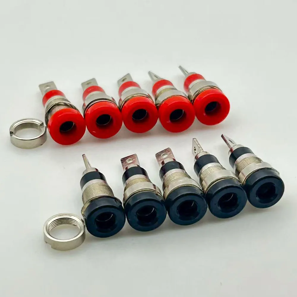 10Pcs Red Black 4mm Banana Socket Binding Post 4mm Banana Female Jack Socket Mount Connector