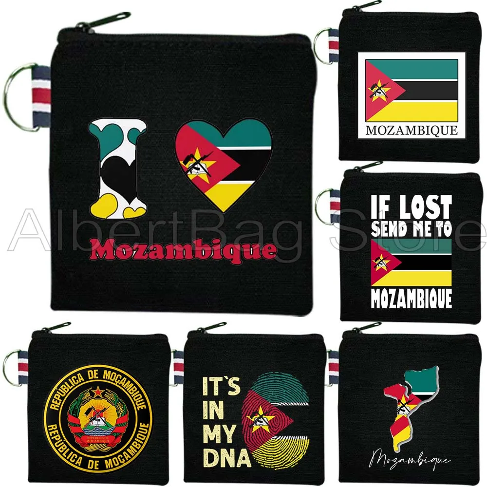 

Mozambique Map Flag Mozambican Maputo Gift Canvas Coin Purse Bag Key Lipstick Travel Storage Card Bag Cotton Wallet Zipper Pouch