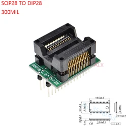 SOP28 TO DIP28 SOIC28 SOIC 28 programmer adapter socket Body Width 7.5MM 300MIL IC SOCKET CONVERTER test chip