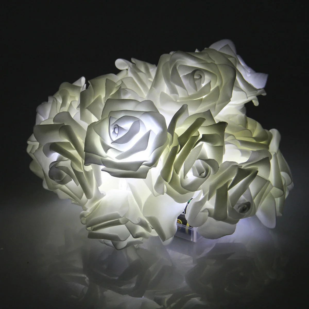 أضواء سلسلة زهرة الورد LED بيضاء تعمل فلاش ثابت مرنة لعيد الميلاد عيد الحب حفل زفاف حديقة #6