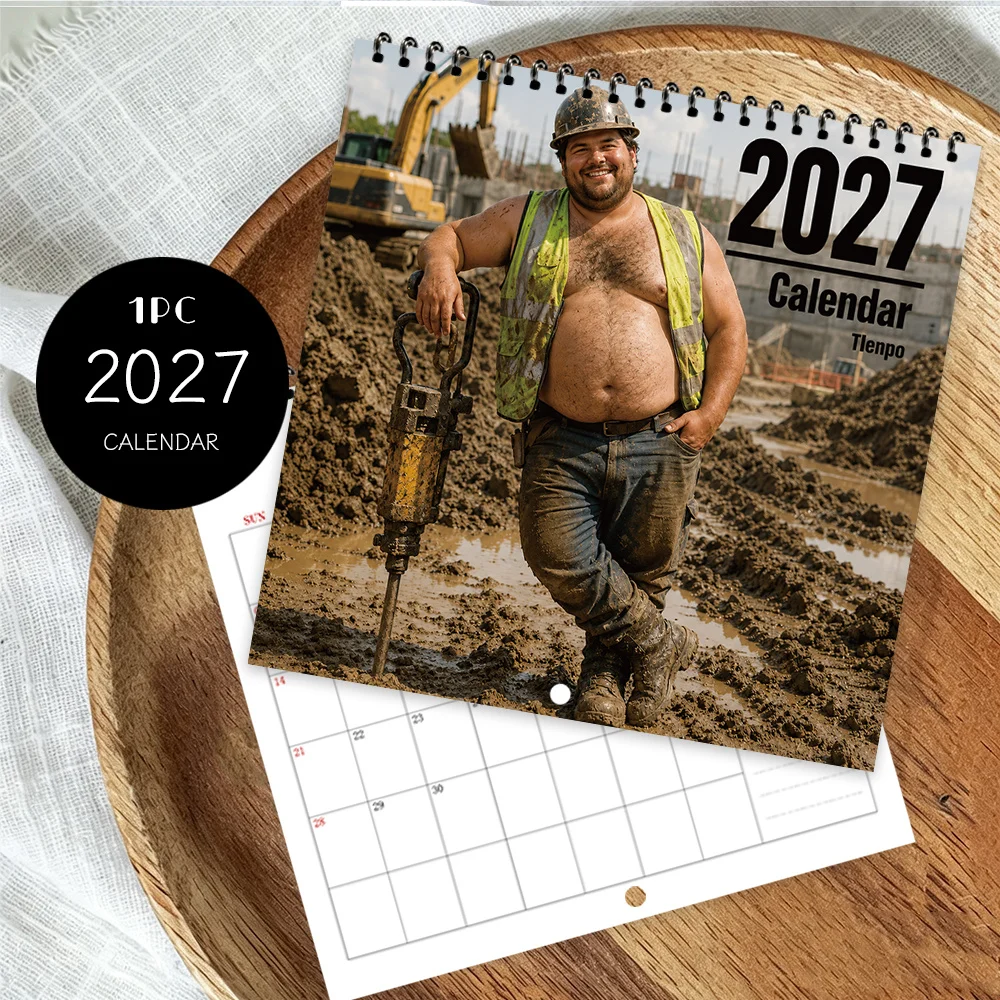 1pc 2027 Wall Calendar, Construction Industry Theme 12-month Monthly Planner, Perfect Gift For Birthdays, Christmas, New Year