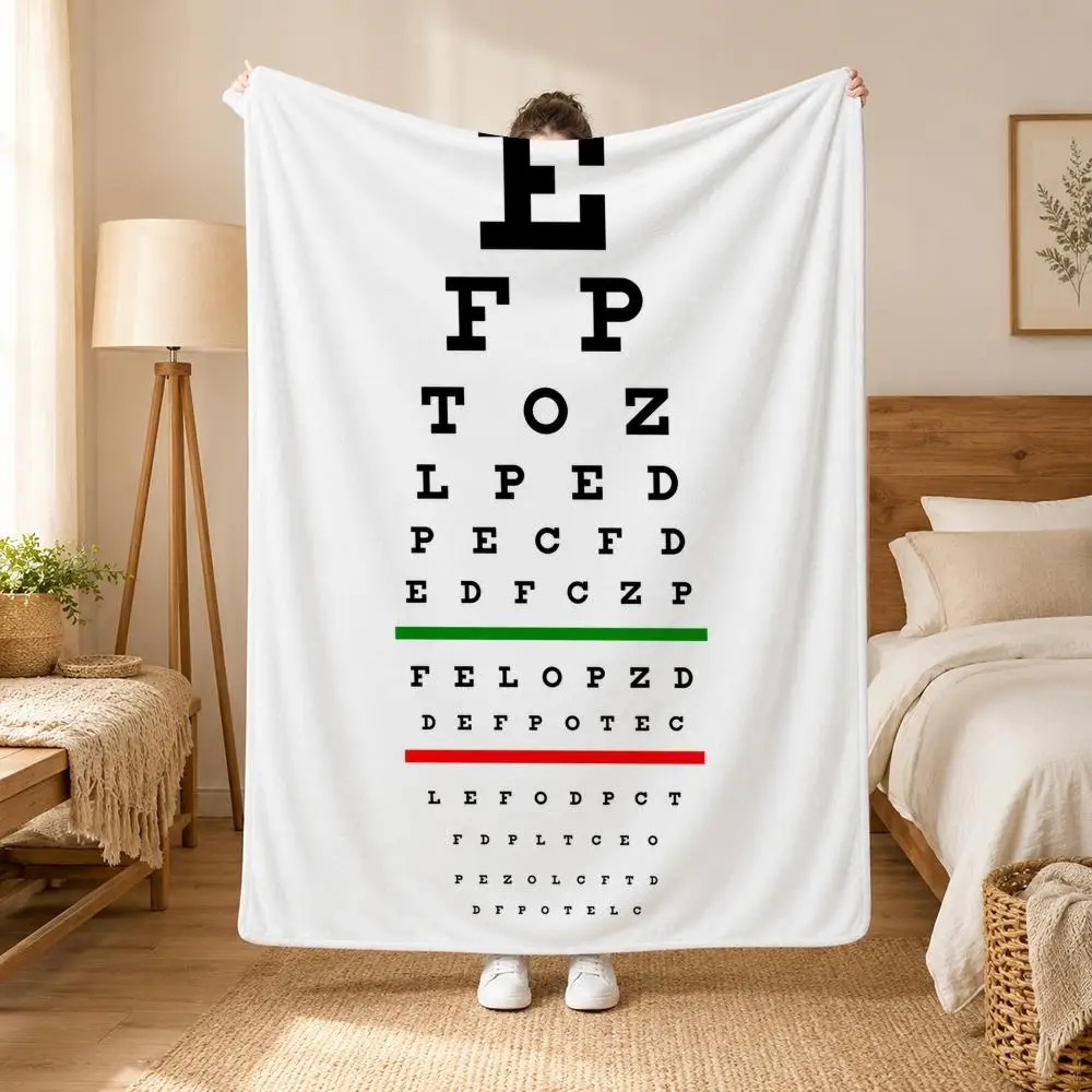 Eye Test Snellen Chart Vision Throw Blanket Soft Flannel Throw Lightweight Summer Home Nap for Office Travel Sofa Bed
