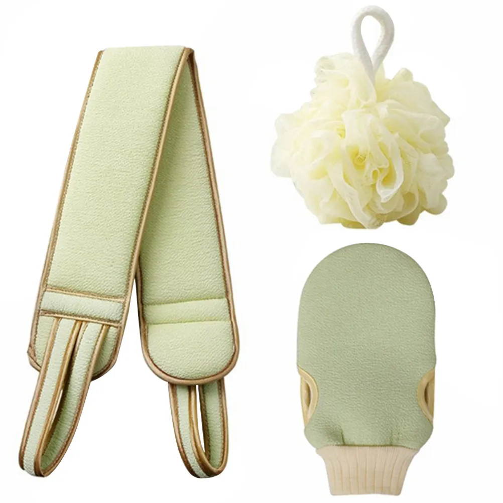 1Set Rubbing Towel Kit High-Quality Bath Exfoliator Set with Extended Straps for Full Body Cleansing Pore Detox Shower Tool