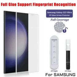 3PCS UV Liquid Glue Screen Protector for Samsung S23 S22 S21 S22 S24 Ultra Tempered Glass for Galaxy Note10 20 S10 5G S8 S9 Plus