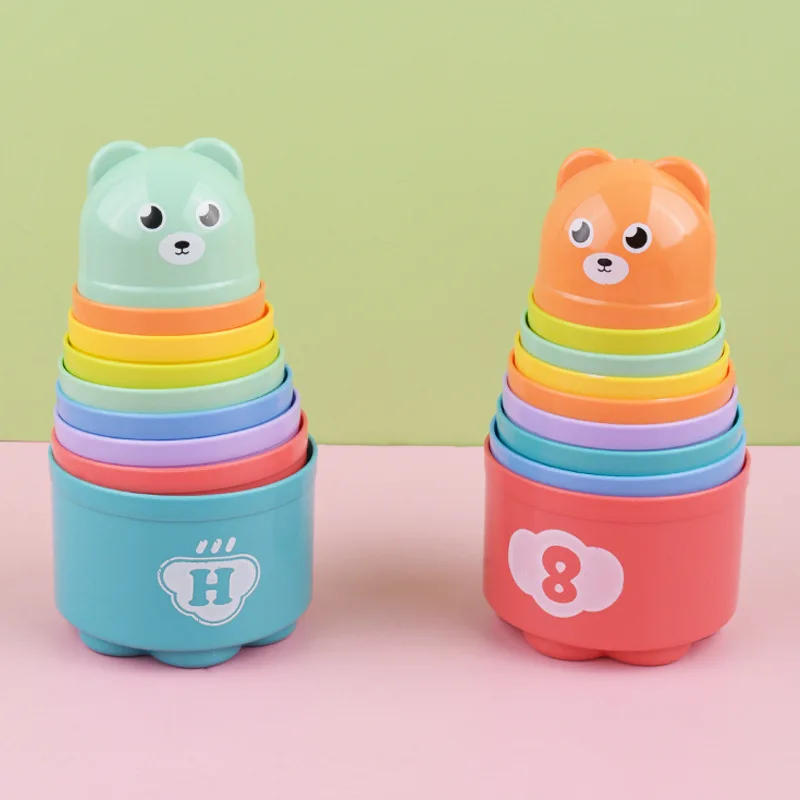 1Set Children's Mug Toys Stacking Fun Toy Educational Early Learning Stacking Cup Rainbow Tower Toys Gifts For 3-6 Years Old