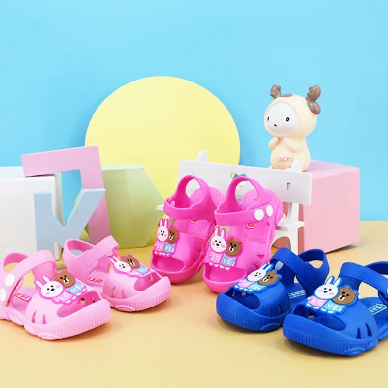 Baby Sandals Summer Cute Cartoon Beach Shoes Toddler Girls Boys Anti Slip Soft Bottom First Walkers PVC Comfortable Sandalias