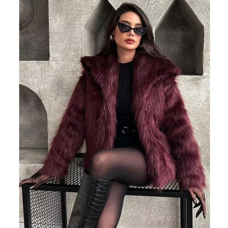 معطف نسائي من الفرو الصناعي من MUJER معطف منفوش للشتاء الدافئ سترات نسائية جديدة من القطيفة للنساء ملابس خارجية معاطف تيدي نسائية فاخرة #6