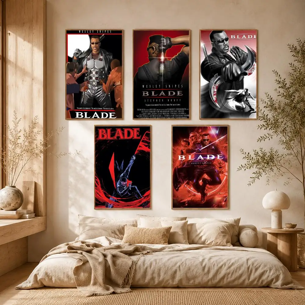 Blade Movie Vampire Action Poster Self-adhesive Advanced Aesthetic Printing Paper Wall Art for Living Room Home Decor