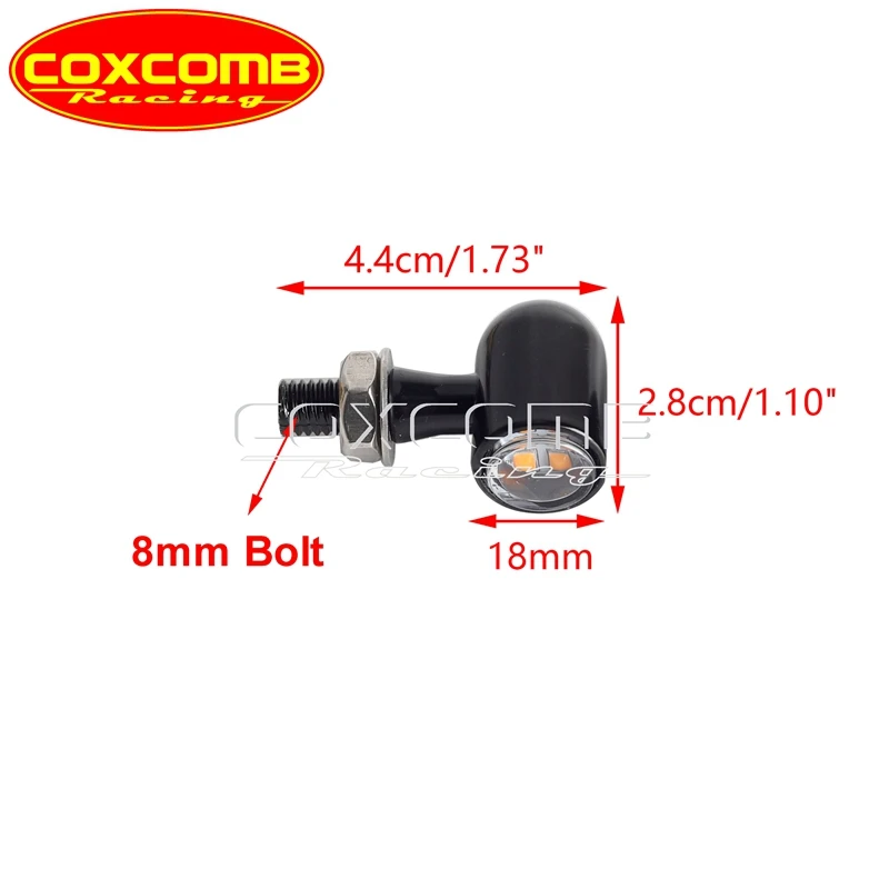 Mini Bala Turn Signal Blinker Luz Indicadora, 2 em 1, LED integrado, Tail Brake, Luz diurna para Harley Cafe Racer