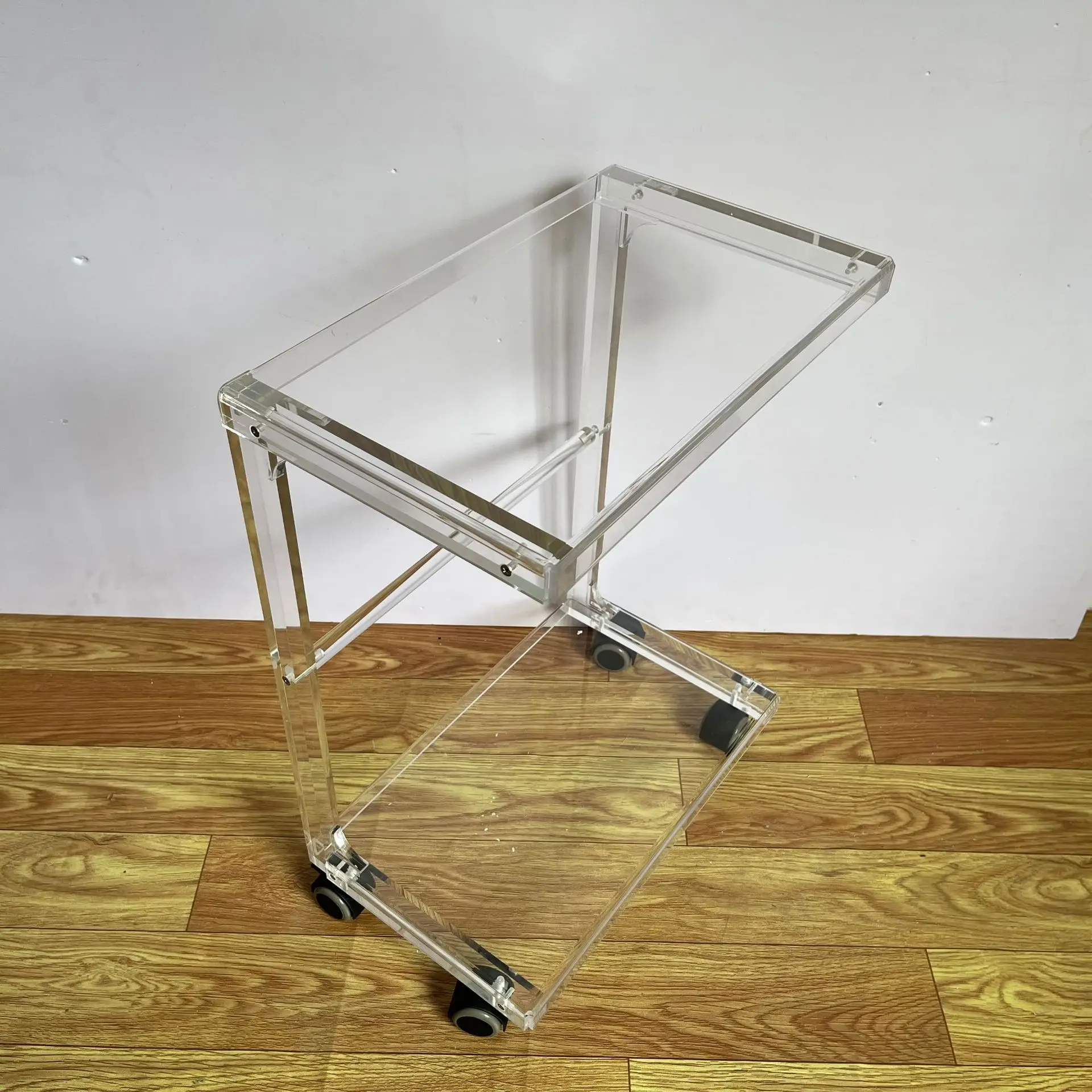 Desktop computer host bracket with wheels mobile chassis bracket heightened storage rack acrylic transparent simple