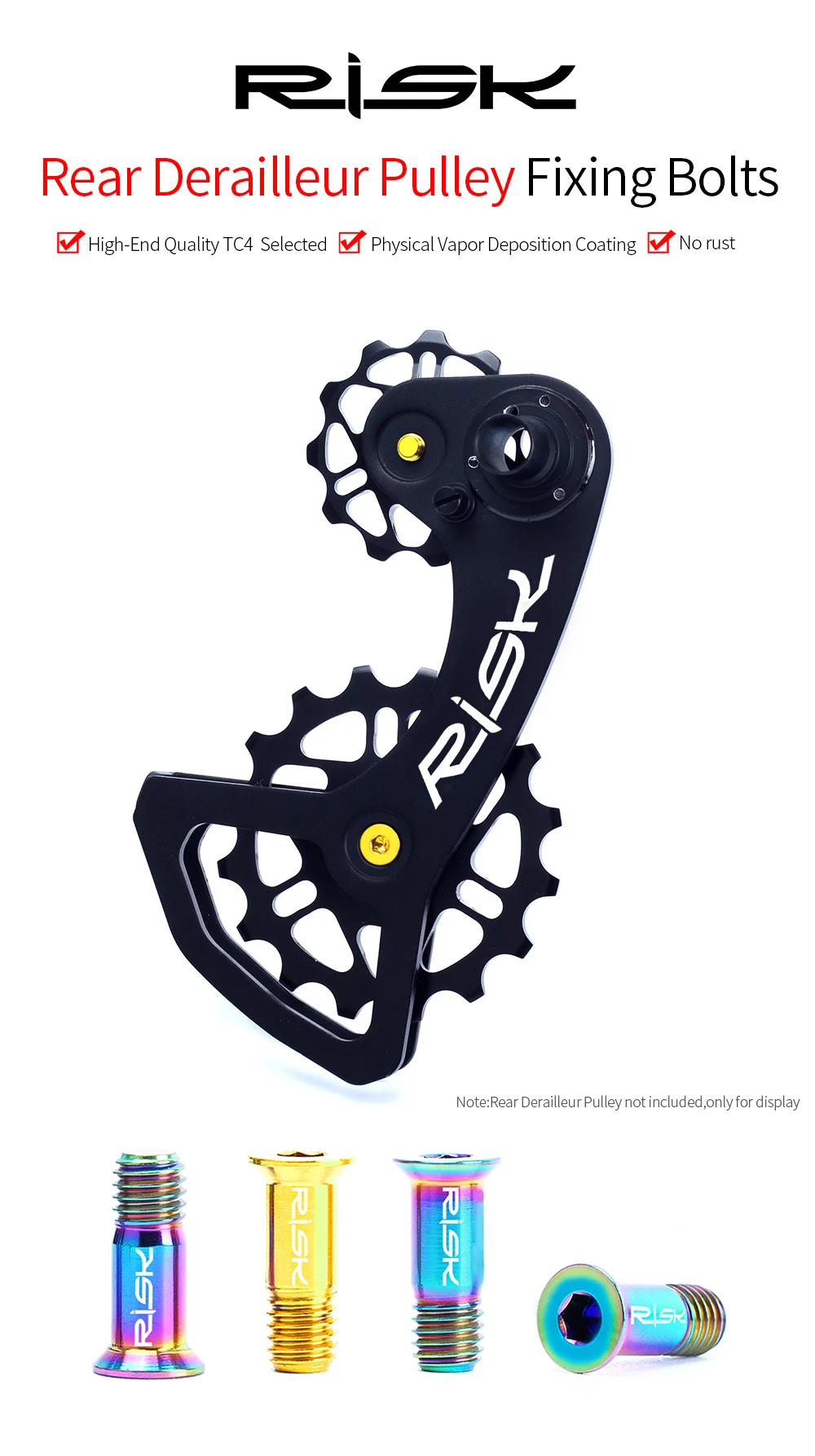 RISIKO 2 teile/schachtel Straße Mountainbike Fahrrad M5 * 14,2mm Shift Schaltwerk Pulley Jockey Rad Befestigungs Schrauben Schrauben Titan legierung – Detail 2
