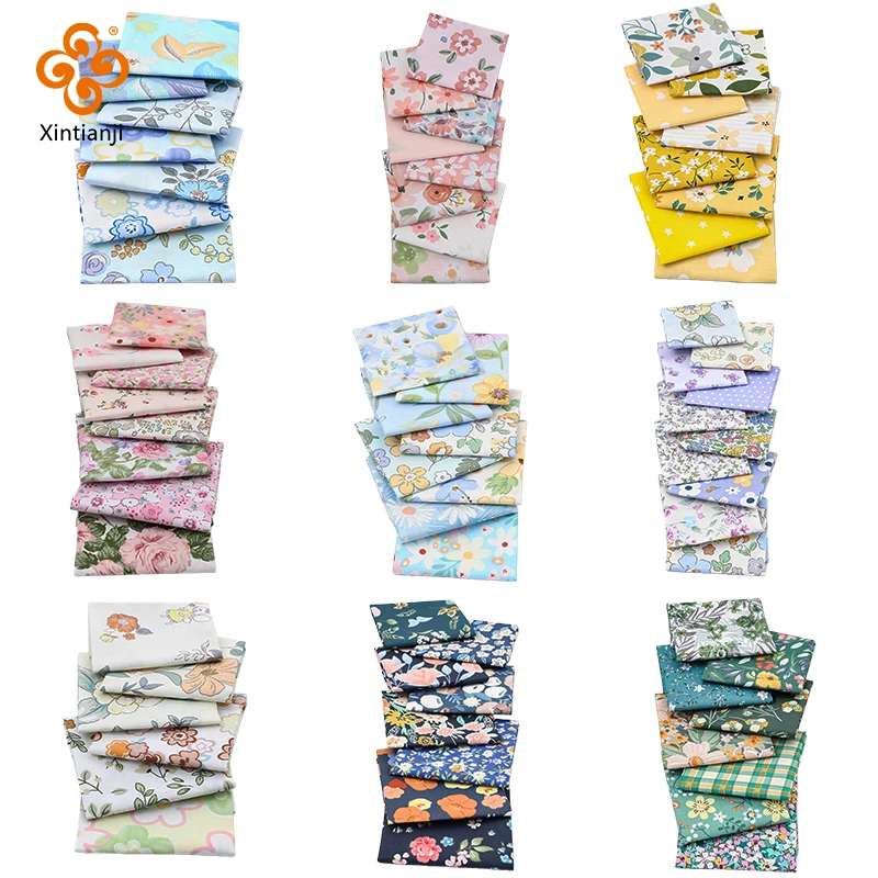 25x25cm Cotton Patchwork Fabric Rose Print Squares for Quilting Twill Fabric for Sewing DIY Craft Doll Costume, Scrapbook Decor