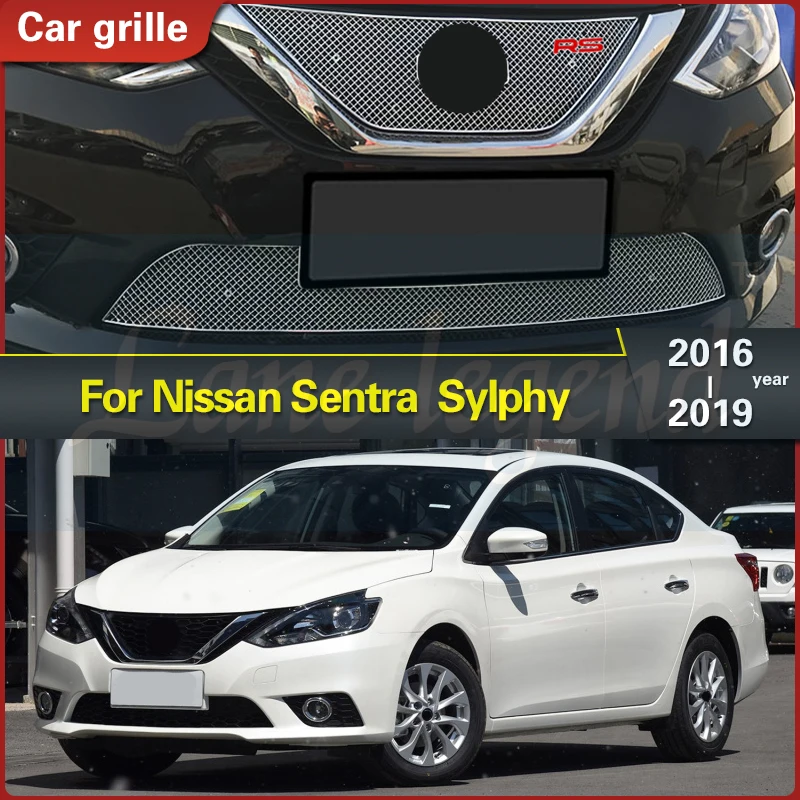 

High Quality Stainless Steel Modification Car Front Grille Racing Grills Grill Cover Trim for Nissan Sentra / Sylphy 2016-2019