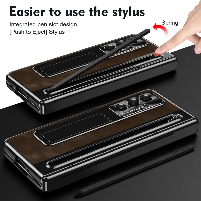 

With S Pen Stand Case for Samsung Z Fold 4 5 6 7 W25 Hinge Case Screen Protective Film Pen Slot case for Galaxy Z Fold 6 Slim