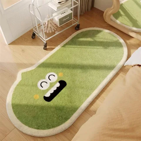VIKAMA Fresh And Cute Floral Synthetic Cashmere Carpet For Bedroom Side Cushion - Durable Cool-Friendly Floor Mat For Home Decor