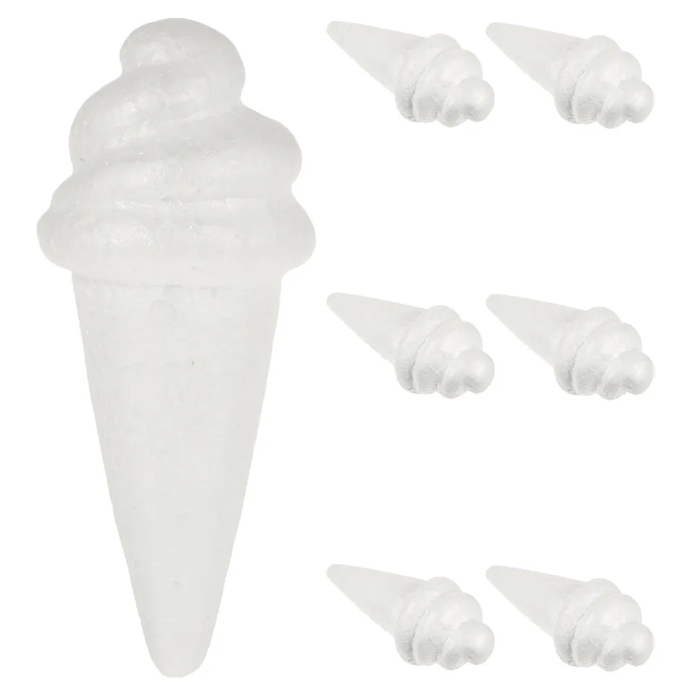 7Pcs White Foam Ice Cream Polystyrene Cones DIY Craft Models for Summer Wedding Party Decoration Polystyrene Shapes