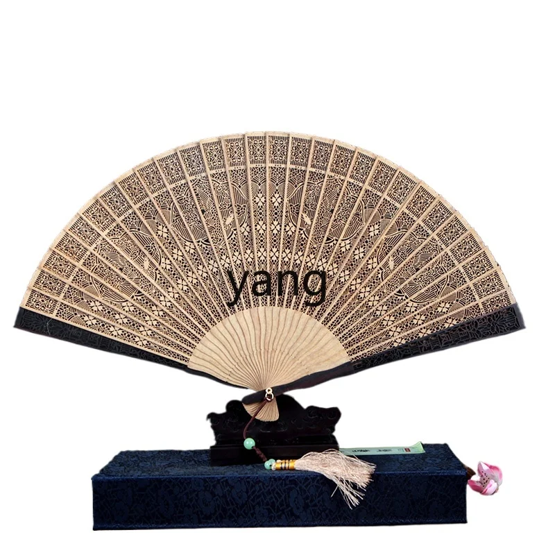 

CX Sandalwood Fan Chinese Style Gifts Hollow Carved Ancient Style Craft Fan