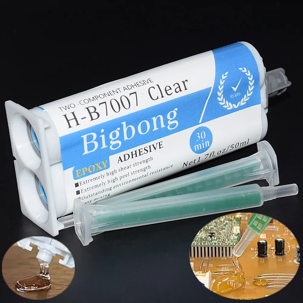 Transparenter 5-Minuten-AB-Kleber 50ml 1:1 Epoxidharz-Klebstoffe & 2 Stück Mischdüsen für Kunststoff-, Metall-, Keramik-, Holz- und Glasverbindungen – Detail 2