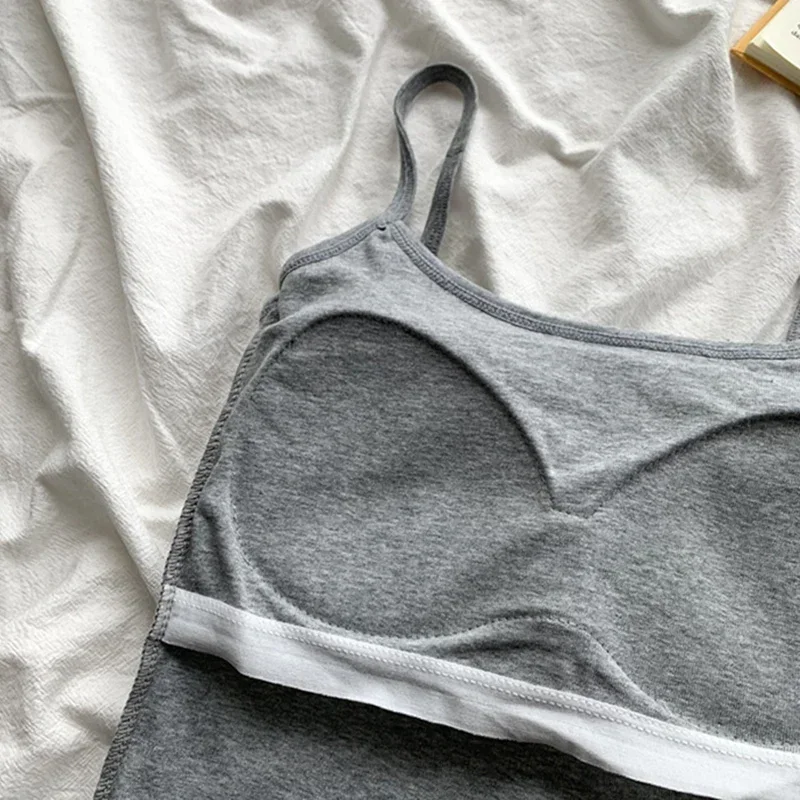 Damska bluzka na ramiączkach spaghetti, bez rękawów, dopasowana, z wkładką na biust, bawełniana, letnia, na co dzień, krótki top, kamizelka.