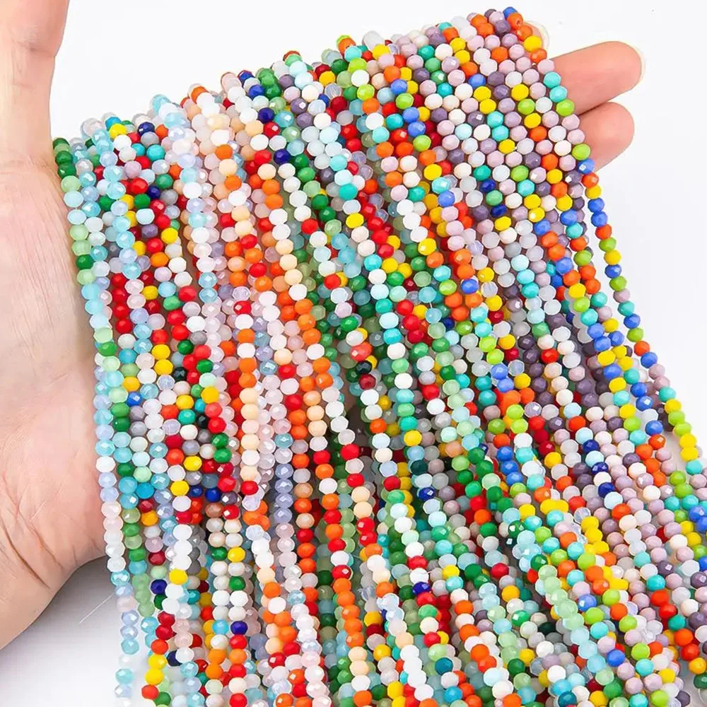 About 120pcs Candy Color Crystal Glass Beads 4mm Round Loose Spacer Beads for DIY Bracelet Necklace Jewellery Making