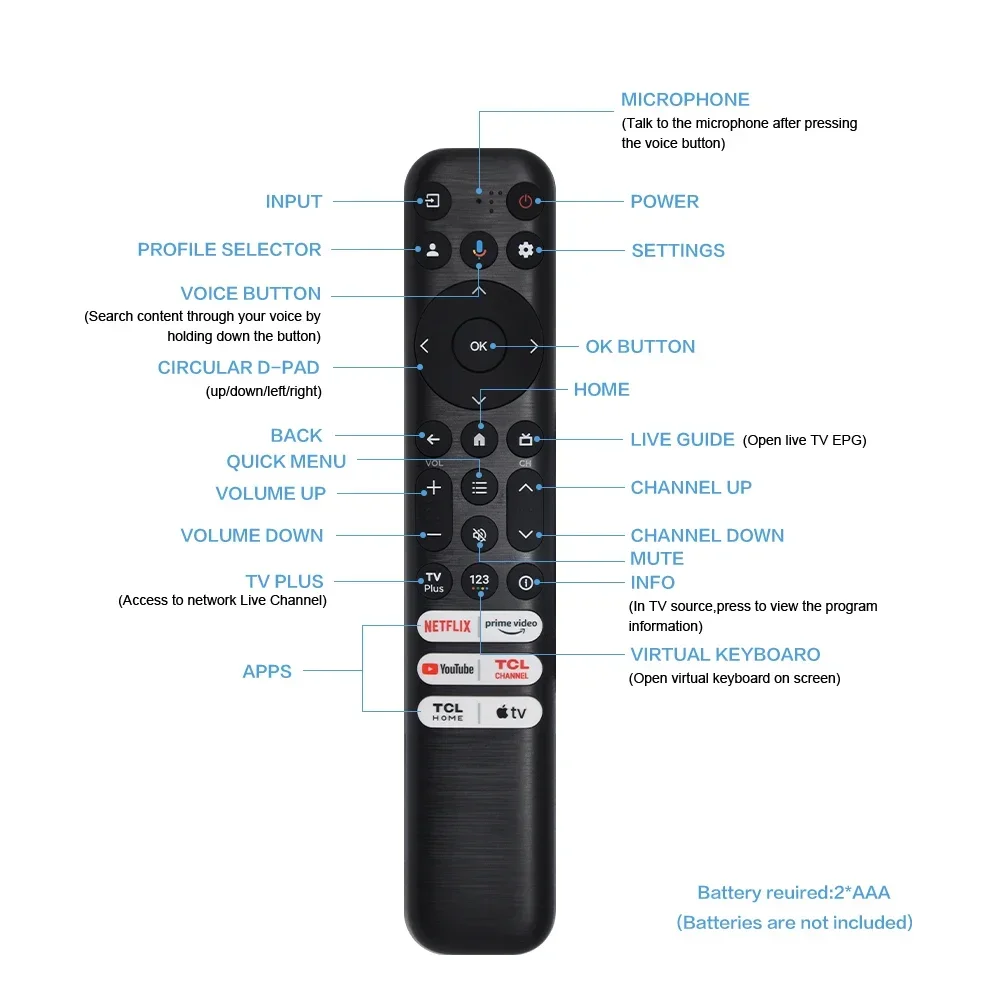 New Replacement Voice Remote RC813 FMB1 Suitable for TCL Android TV LED QLED 4K UHD Smart TV Compatible with TCL 65R646 55R646