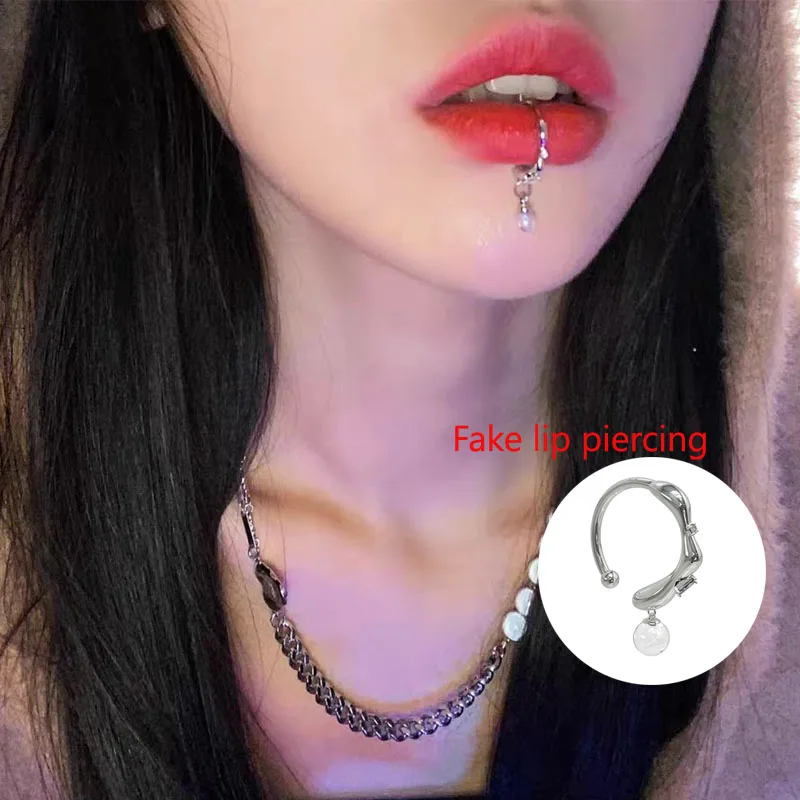 1PC Fake Labret Lip Piercing Jewelry C Lip Ring Body Accessories  Fake Lip Piercing  Body Piercing Jewelery  Non Piercing