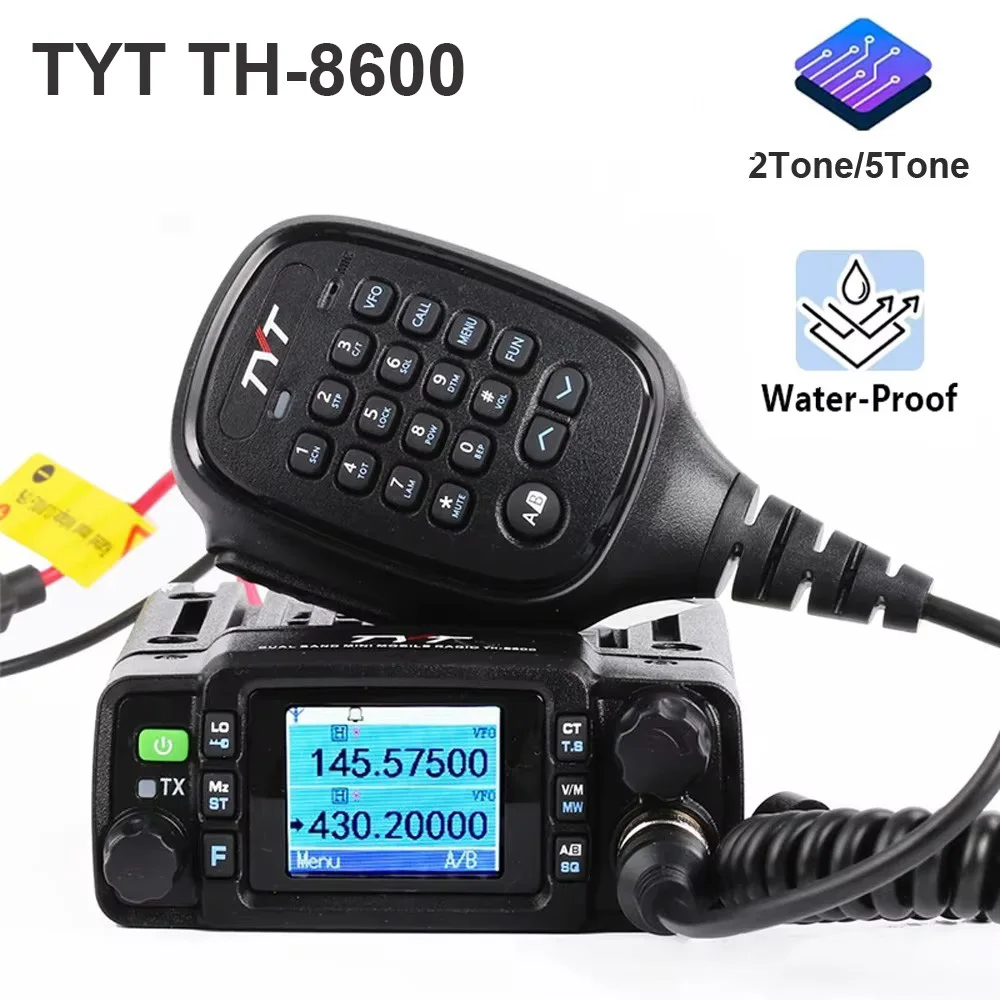 TYT TH-8600 25W High Power IP67 Waterproof Dual Band 136-174MHz 400-480MHz TH8600 DTMF/2Tone/5Tone Amateur Mobile Walkie Talkie