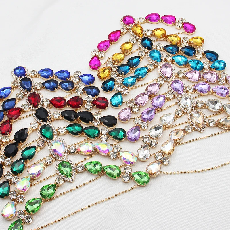 1pcs/lot 140mm Water Drop Diamond Rhinestone Chain Acrylic Bikini Buckle Diamond Clothing Hook for Women Beachwear Connector