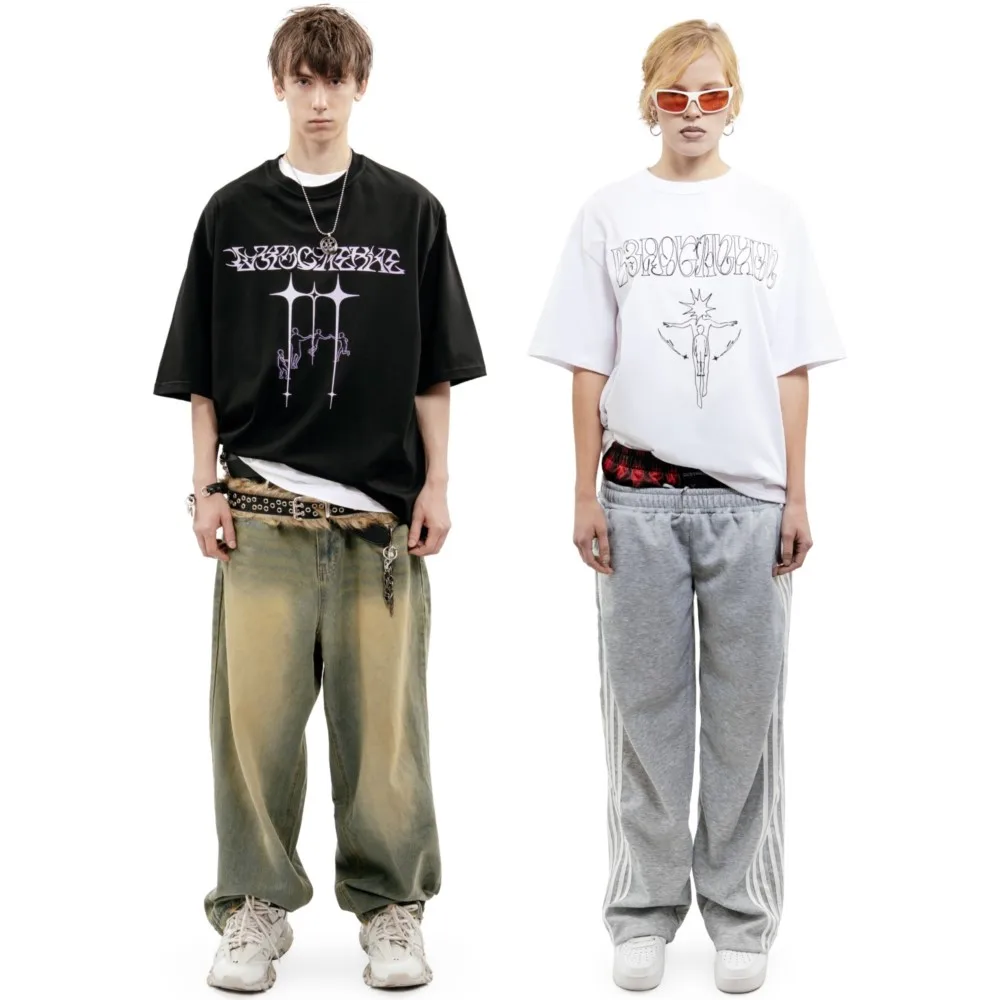 Oversized Streetwear Men Clothing Growing up Graphic Print Harajuku Short Sleeve Tops Tees Hip Hop Korean Goth Tshirt Cotton Y2k image 3