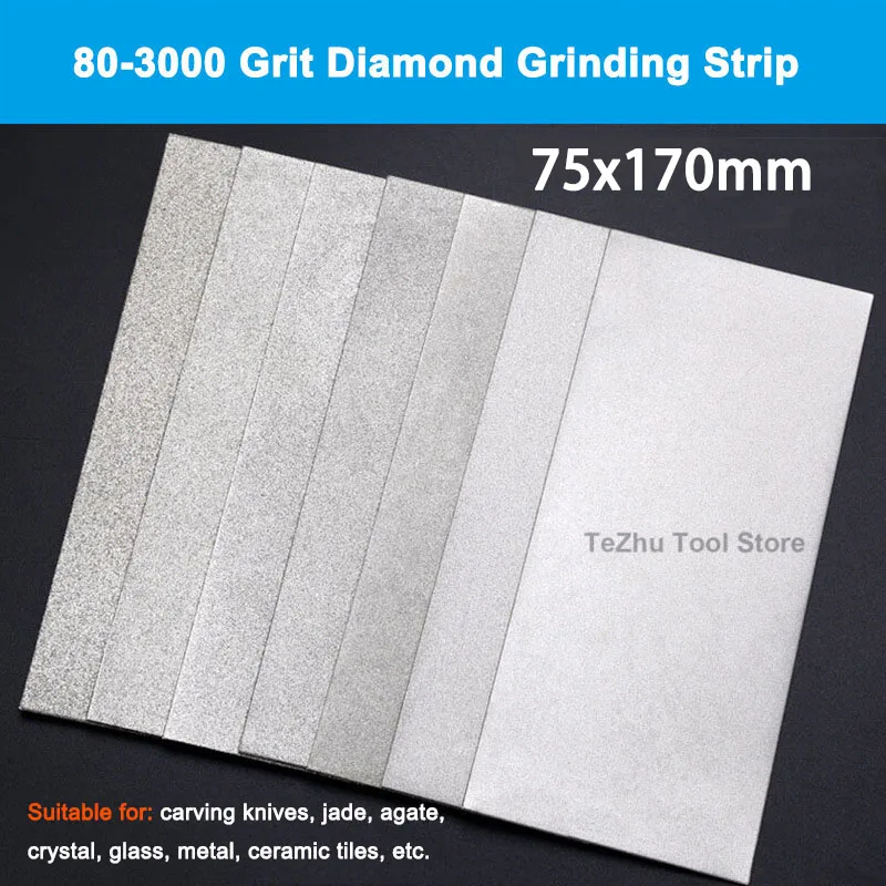 

75x170mm 80-3000 Grit Diamond Grinding Strip Polishing Disc Practical Rectangular Sharpening Plate High Quality Abrasive Tools