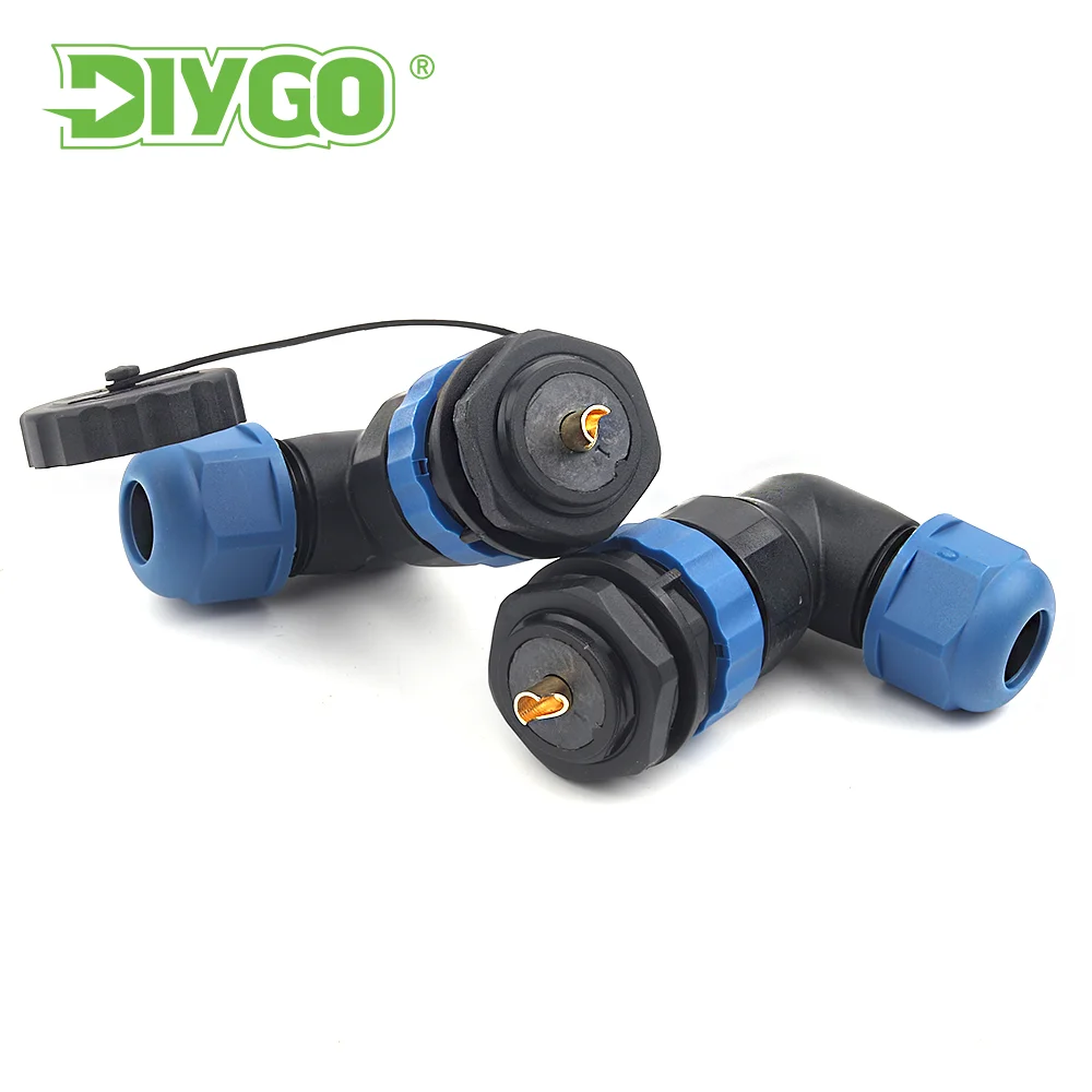 SP20 IP68 Waterproof Nut Type Multi-Strand Connector 1/2/3/4/5/6/7/9/10/12/14Pin 90 Degree Elbow Waterproof Aviation Connectores