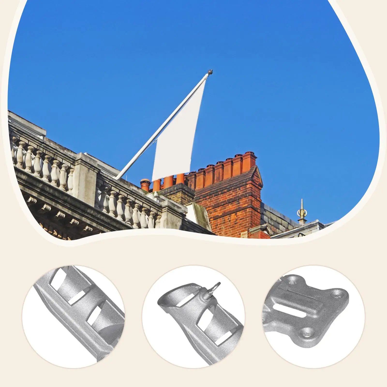 Flag Pole Holder, Hardware Cast Aluminum Sturdy Heavy Duty Practical Flag Pole Bracket for Outside, Roof, Deck, House, Yard