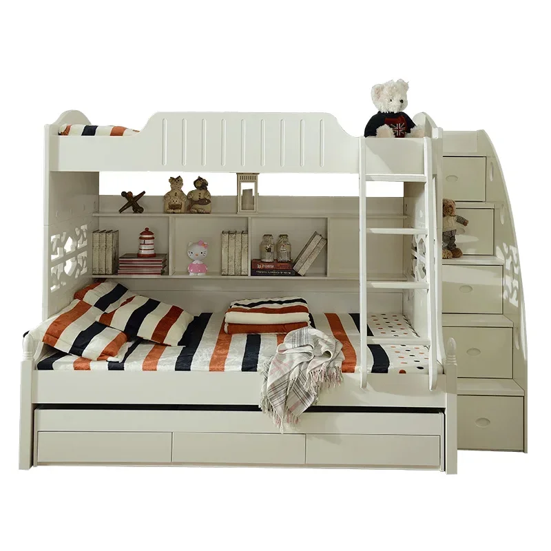 Stock Hot Sale Pull Down White Wooden Bunk bed