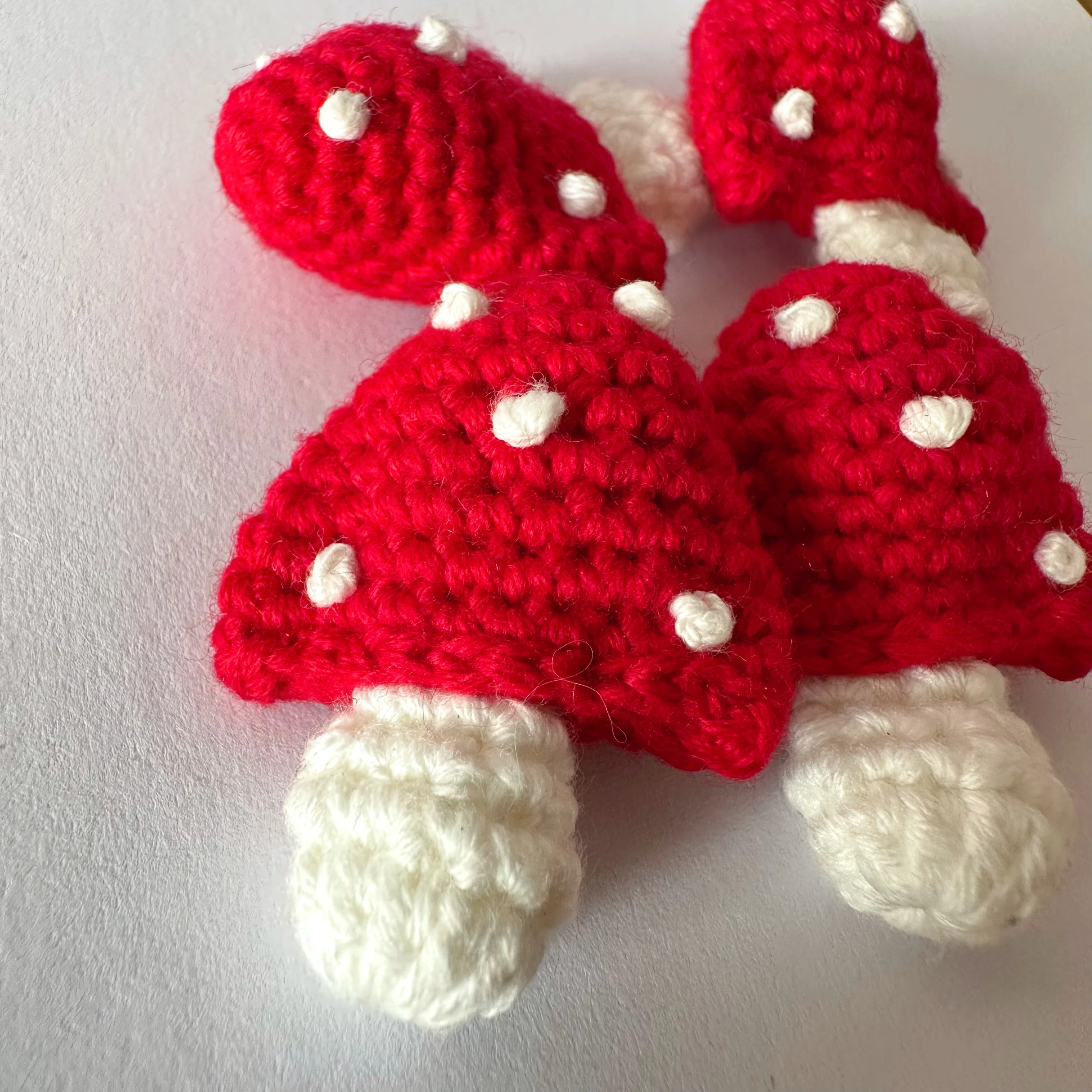 Handmade Wool Crochet Red White Mushroom Hair Accessories Children Hats Scarf Clothes Socks Cartoon DIY Decoration Accessories