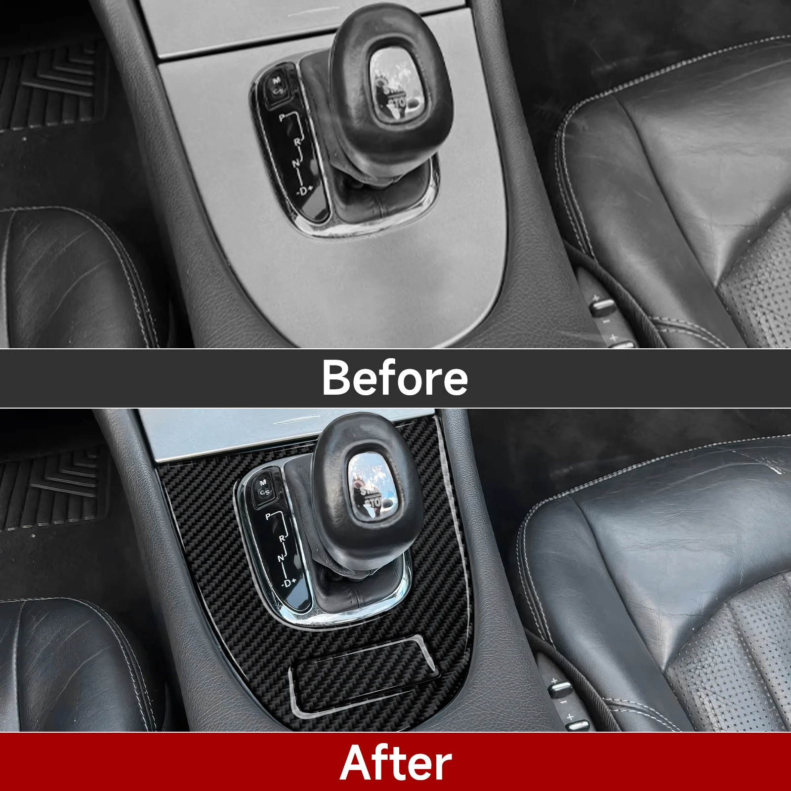 Carbon Fiber Interior Sticker. Car Center Console Gear Shift  Panel. For Mercedes Benz CLK A209 C209 (2002-2010) Accessories. view 6