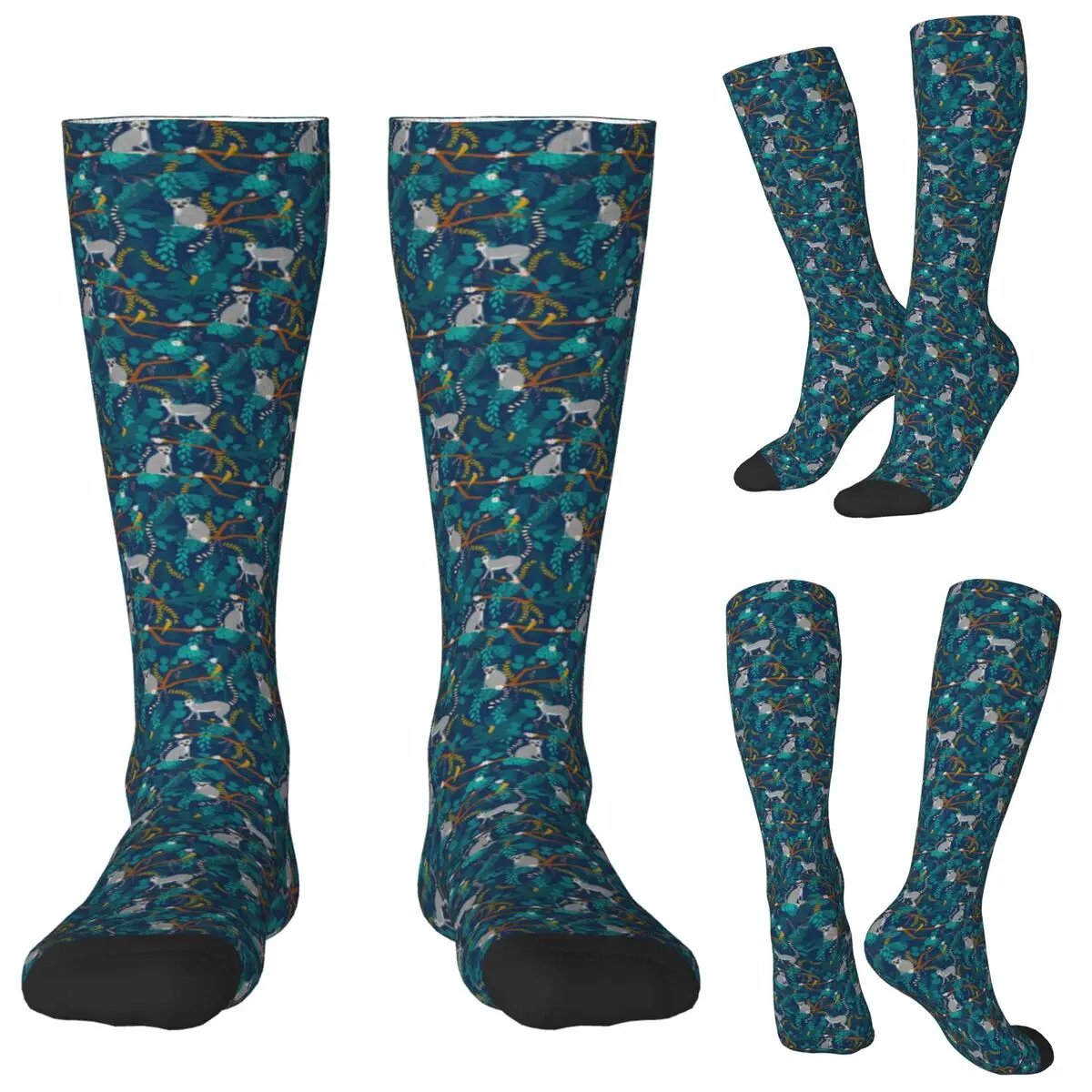 

Lemurs In A Blue Jungle Socks Harajuku Stockings All Season Long Socks Accessories for Man Woman Gifts